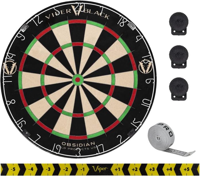 viper obsidian black official competition steel tip dartboard wdf accredited with staple free razor thin spider wire sel