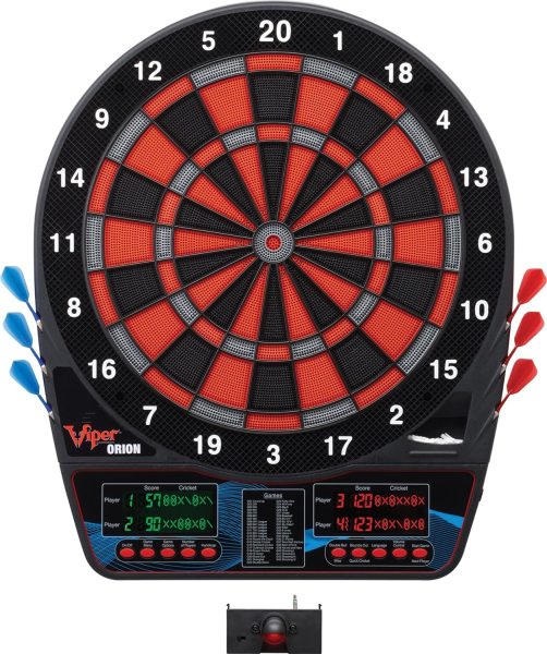 Viper Orion Electronic Soft Tip Dartboard with LaserLite Laser Throw/Toe Line Marker, red and black