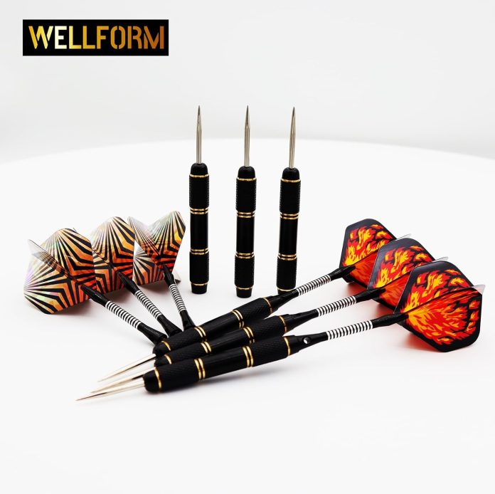 wellform darts metal tip set steel tip darts set 22g and 28g professional darts for dartboard with darts guide and darts 2