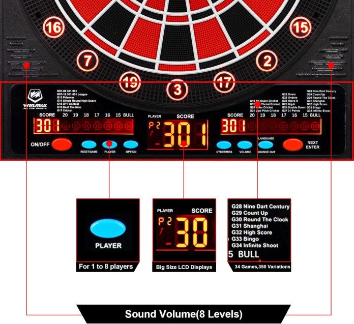 winmax electronic dart board led display automatic scoring dartboard sets for adults with 12 darts 100 soft tips dart bo 4